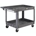 Global Industrial Large Deluxe 2 Shelf Plastic Cart, 5 Rubber Casters, 46L x 25W x 33H 242081